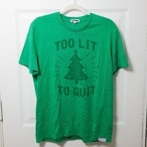 Too Lit to Quit T-Shirt ~ Green ~ Tipsy Elves Surf Party ~ Xmas ~ Mens Medium
